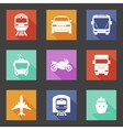 simple flat transport icons set with long shadows vector image
