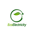 eco electricity green leaf plug electric logo vector image