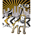 urban background with skater and dog vector image vector image