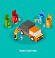 waste sorting isometric composition vector image