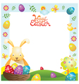 easter with bunny and eggs frame vector image