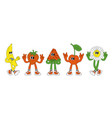 fruit retro funky cartoon characters comic mascot vector image