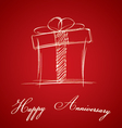 happy anniversary and gift box on red background vector image