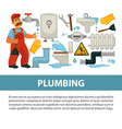 plumbing service poster of bathroom toilet vector image