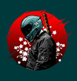 biker and katana sun background japanese art vector image vector image