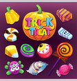 happy halloween candy set vector image