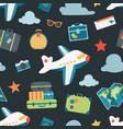air travel navy seamless pattern background vector image