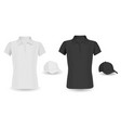 baseball cap template black polo tshirt vector image