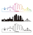 dallas skyline linear style with rainbow vector image