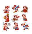 set of pig dressed in superhero costume vector image