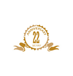 22 years gift box ribbon anniversary Royalty Free Vector