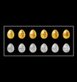 golden and silver easter eggs icons vector image