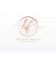 initial hf handwriting logo with circle template vector image