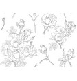 roses and spring flowers seamless pattern outline vector image