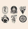 gambling vintage monochrome designs set vector image