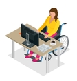 handicapped woman in wheelchair a office vector image