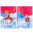 hot air balloons fest cartoon posters tourism vector image
