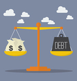 money and debt balance on the scale vector image