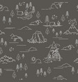 pattern with hiking and landscape elements vector image