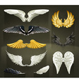 wings set on black background vector image
