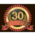30 years anniversary golden label with ribbon vector image vector image