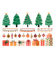 christmas tree decoration kit cartoon flat xmas vector image vector image