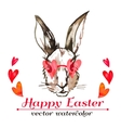 easter bunny hipster watercolor happy vector image vector image