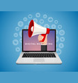 megaphone from laptop digital marketing vector image vector image