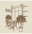 street cafe in old town graphic hand drawn vector image vector image