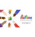 autism awareness day diverse children friend hands vector image