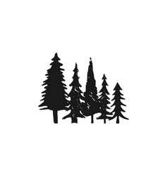 hand sketched trees set in silhouette monochrome vector image
