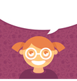 cartoon girl in glasses with speech bubble vector image vector image