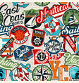 cute sailing nautical yachting badge patchwork vector image