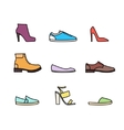 color linear shoes icon set vector image vector image