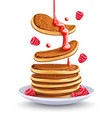 pancakes with raspberries vector image vector image