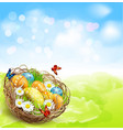 background with easter nest and eggs on spring bac vector image vector image