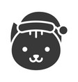 cat wearing santa hat silhouette icon design vector image vector image