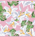 lily flower seamless pattern on green background vector image vector image