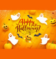 cartoon halloween flying ghosts greeting card vector image vector image