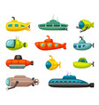 submarines and bathyscaphes set red vehicle vector image vector image