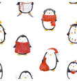 watercolor christmas baby penguin pattern vector image
