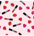makeup pattern lipsticks hearts and lips vector image