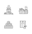 modern saunas pixel perfect linear icons set vector image