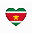 surinamese flag heart-shaped sign vector image