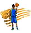 basketball player ball on white background vector image vector image