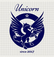 vintage unicorn logo on notebook page vector image vector image