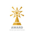 award winner prize cup logo design star rating vector image vector image