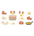 cartoon eggs set broken egg raw yolk eggshell vector image vector image
