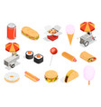 street food icons set vector image