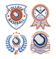 set of old style baseball labels with ball vector image